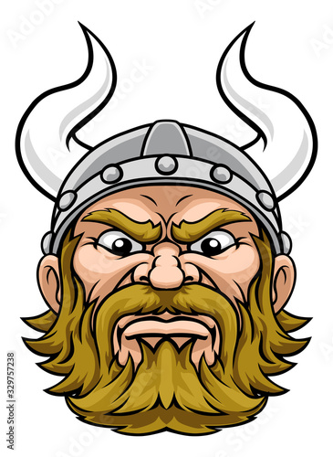 A tough looking viking warrior mascot cartoon character