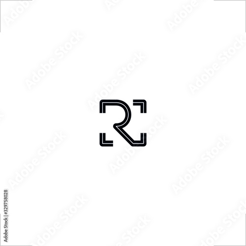 R letter logo initial capture frame design