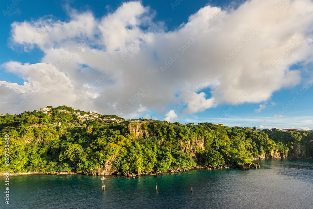 Landscape of the tropical caribbean island of Saint Vincent, Kingstown, Saint-Vincent and the Grenadines