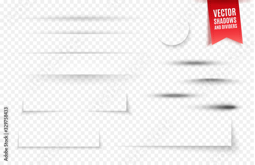 Set Of Round And Square Shadows And Dividers With Transparency For Your Design. Vector Illustration 