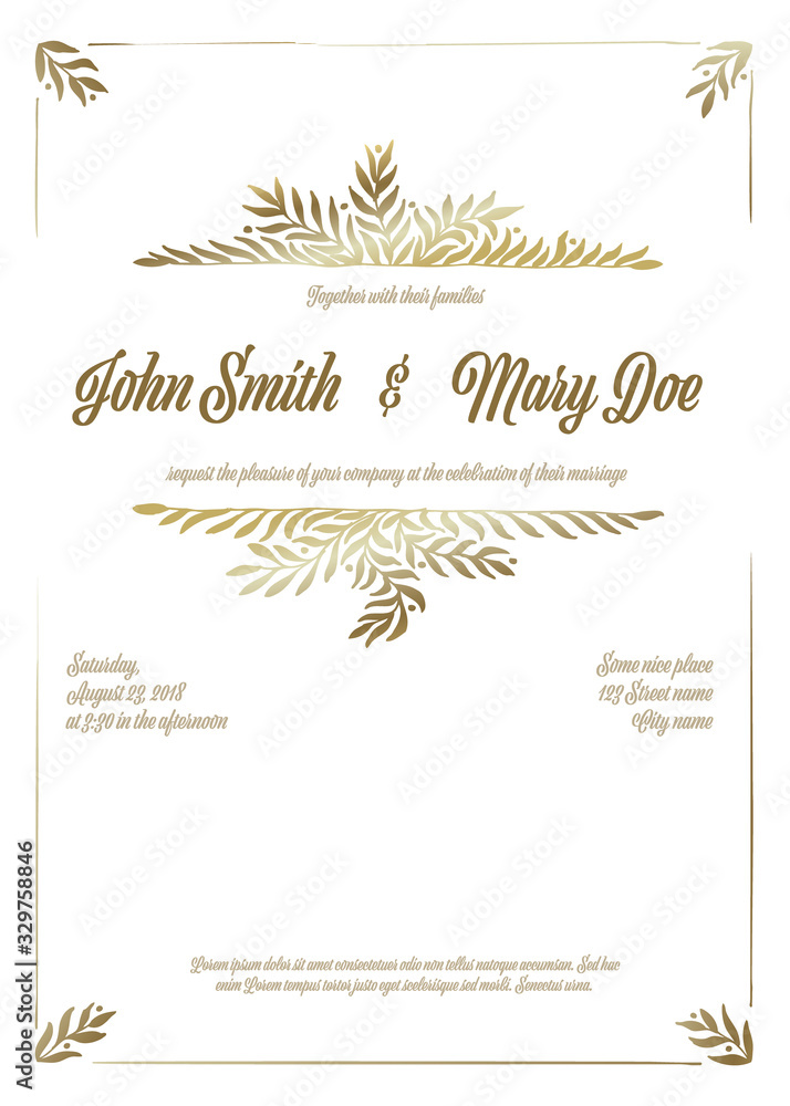 Golden wedding invitation card template Golden wedding invitation card template