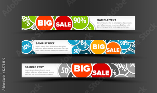 Set of big sale horizontal leaderboards banners
