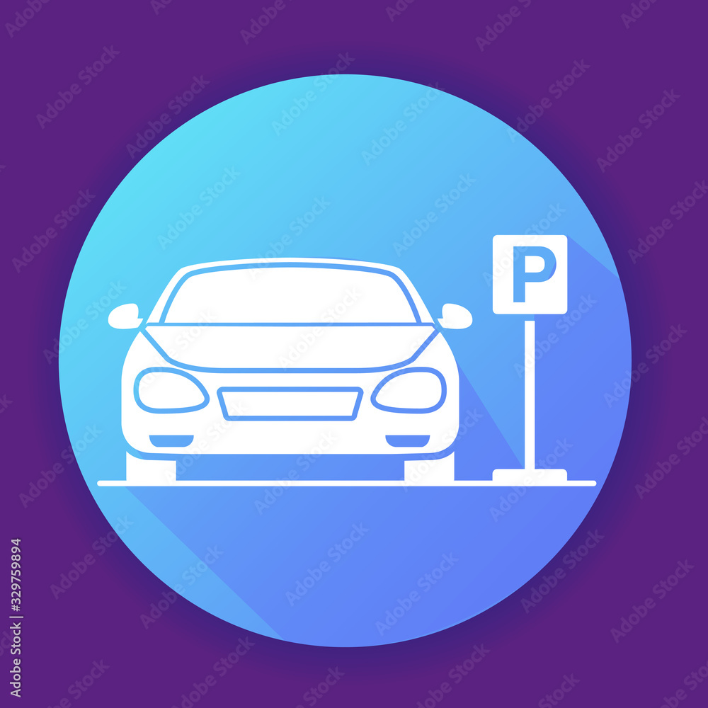 Car parking sign icon. Flat vector illustration.