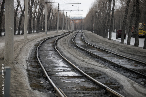 tram tracks in Russia, rails in perspective © Семен Саливанчук