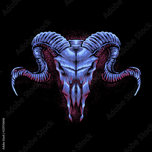 Goat skull head art vector illustration
