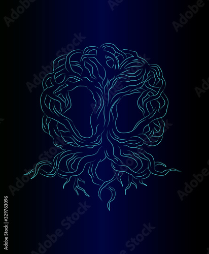 Free hand sketch tree of life on gradient background