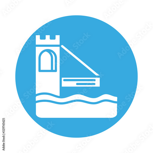 castle bridge , silhouette style icon