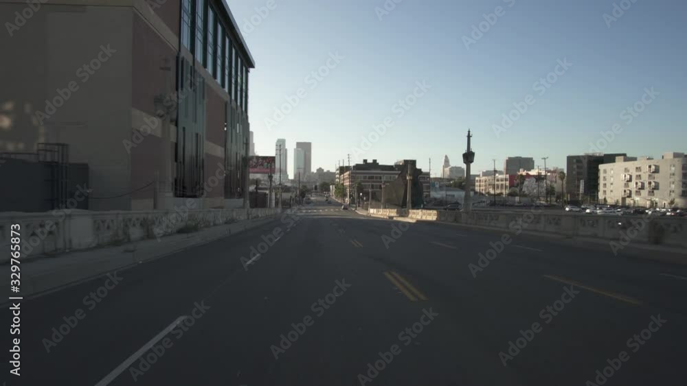 Los Angeles Downtown 4th St Bridge Eastbound Sunset Driving Plate Rear View 1 Santa Fe Los Angeles Downtown 4th St Bridge Eastbound Sunset Driving Plate Rear View 1 Santa Fe