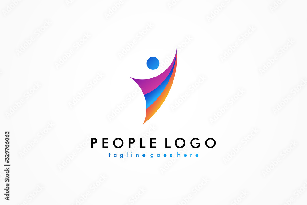 Abstract Colorful People Logo isolated on White Background. Flat Vector Logo Design Template Element. Abstract Colorful People Logo isolated on White Background. Flat Vector Logo Design Template Element.