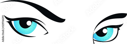Billede på lærred ilustración vectorial ojos azules de mujer