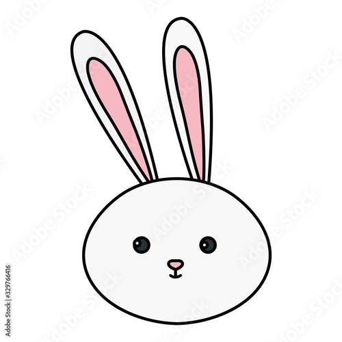 head of cute rabbit animal isolated icon vector illustration design