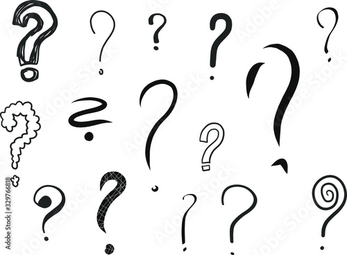 question marks black hand drawings interrogation points drawn sign symbol icons vector illustration
