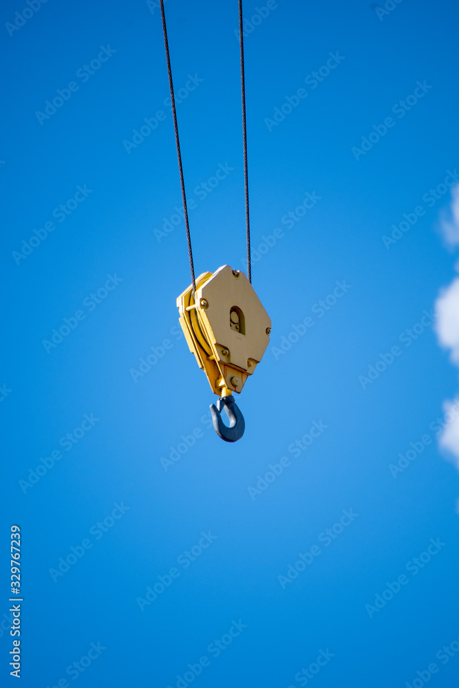 A picture of a crane hook against the sky. Vancouver BC Canada A picture of a crane hook against the sky. Vancouver BC Canada