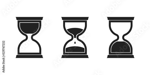Hourglass icon isolated set on white background. Flat vector