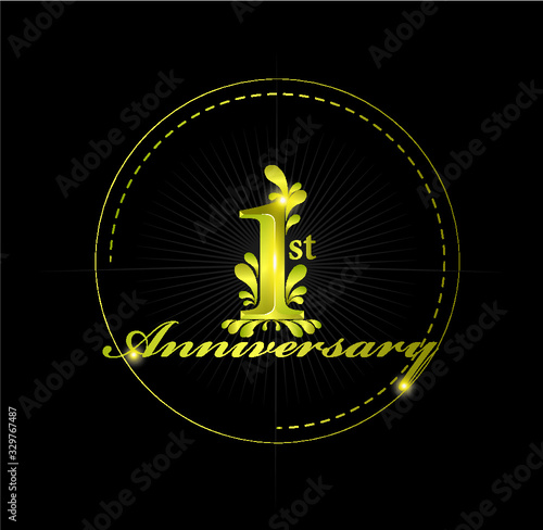 Number Anniversary Celebration. Golden Anniversary Logo with elements isolated on black background vector design for celebration invitation cards and greeting cards