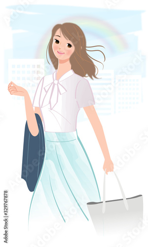 颯爽と歩くおしゃれな女性