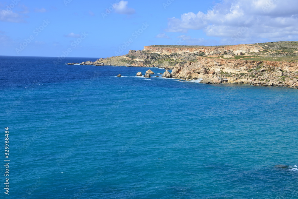 Golden Bay in Malta in March., Golden Bay in Malta in March.,