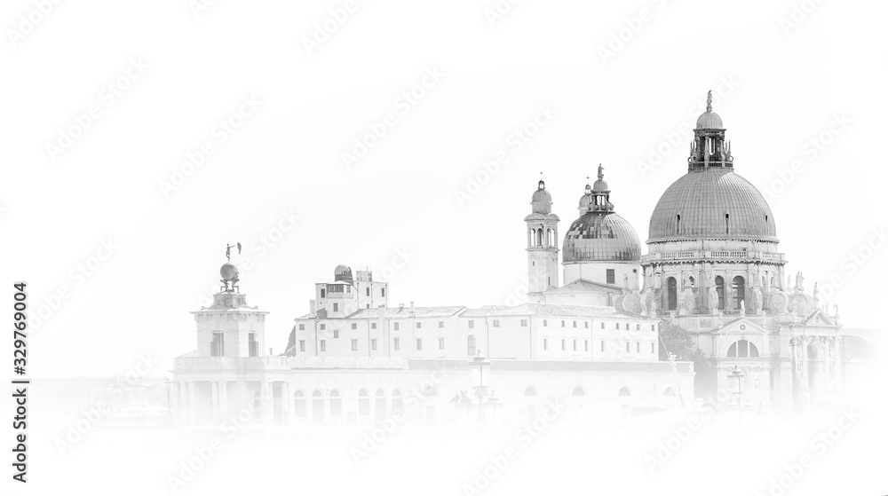 Canal Grande with Basilica di Santa Maria della Salute in fog, Venice, Italy