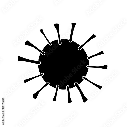 Coronavirus vector glyph symbol. Sign 2019-nCoV isolated on white background. Stylized stock illustration of a new world virus. MERS-Cov, Novel coronavirus. Abstract virus line art model illustration