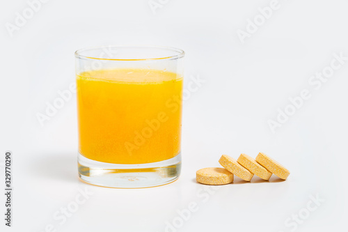 Canvas Print Effervescent tablet of vitamin c and zinc supplement