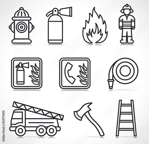 Vector fire security icons set