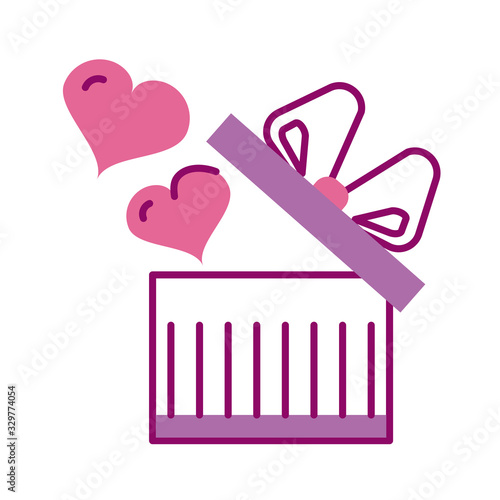 gift box, half line and color style icon