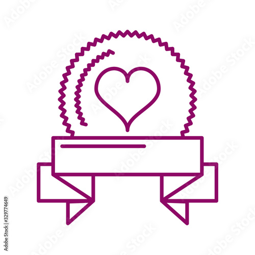 heart with ribbon decorative, line style icon