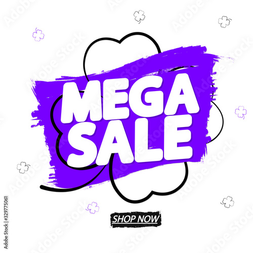 Mega Sale  banner design template  discount tag  grunge brush  vector illustration