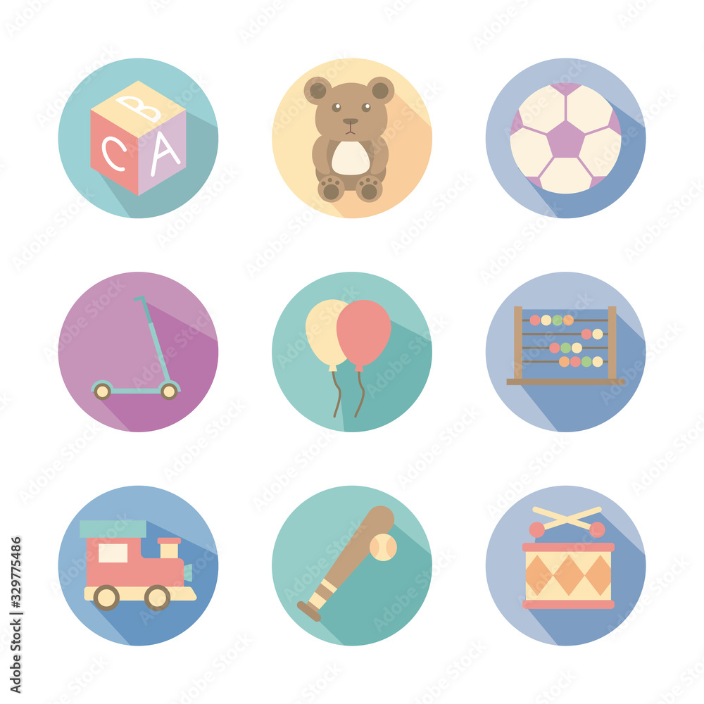 Fototapeta premium bundle of toys set icons
