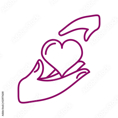 hand holding an heart, line style and color