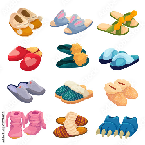 House slippers set, soft comfortable slip on shoe for home