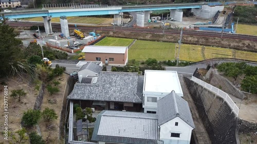 Wallpaper Mural Drone footage of a Japanese countryside mandarin orange field Torontodigital.ca