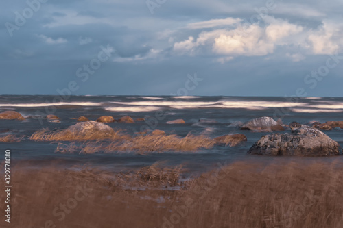 weather on a Baltic sea in autumn - waves, wind and storm