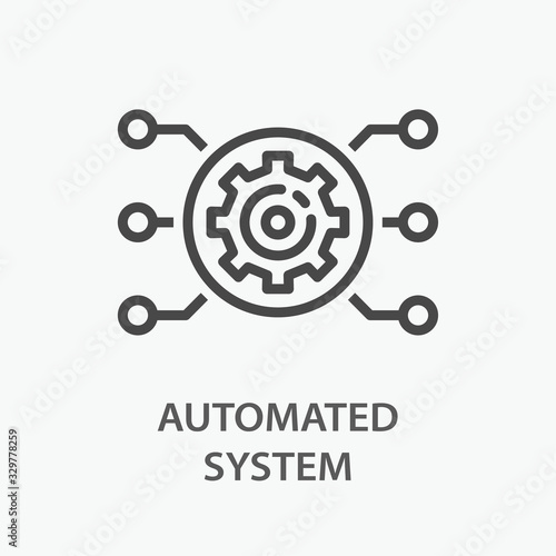 Automated system line icon on white background.
