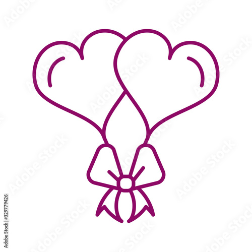 heart shaped helium balloons, line style icon