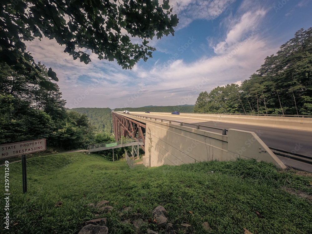 view of famous steel West Virginia Bridge, usa view of famous steel West Virginia Bridge, usa
