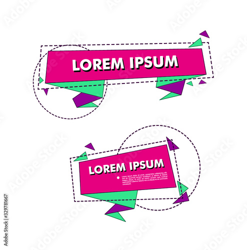 collection Flat promotion ribbon banner, scroll, price tag, sticker, badge, poster. Vector illustration. Vector illustration  eps10