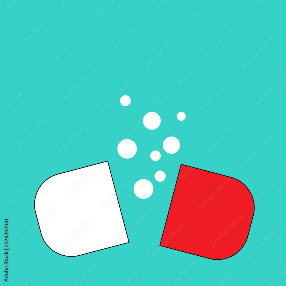 opened red and white antibiotic pill illustration opened red and white antibiotic pill illustration