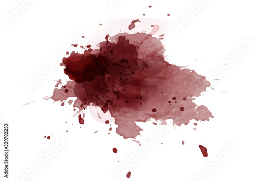 Abstract isolated dark red watercolor stain