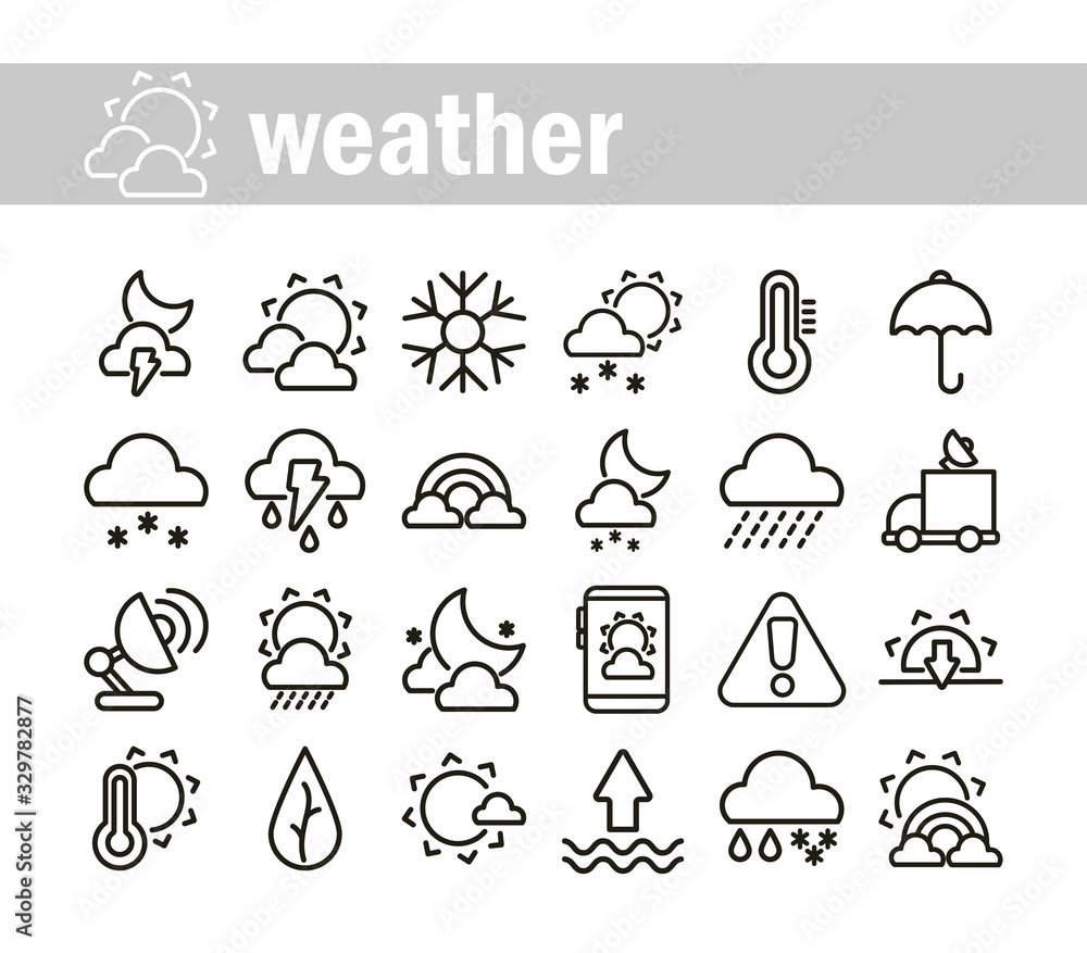 set of icons weather, line style icon set of icons weather, line style icon