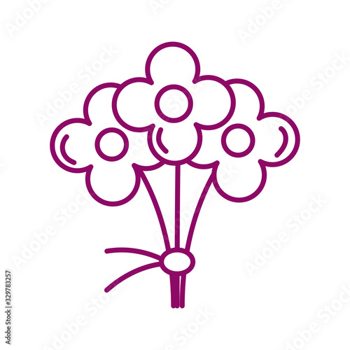 flowers with leafs, line style icon
