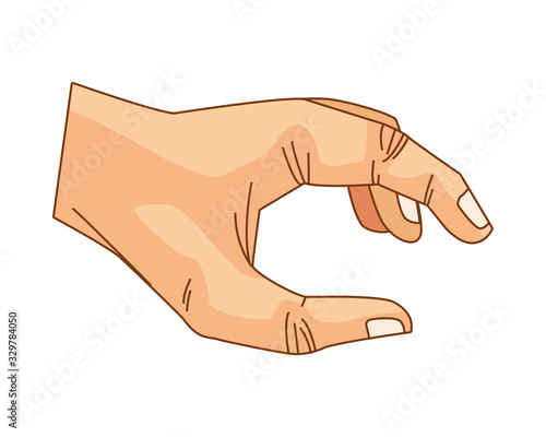 Hand touching something cartoon isolated