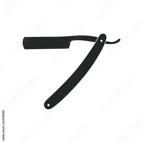 Straight razor icon. Straight razor for shaving graphic sign isolated on white background. Barber symbol. Vector illustration
