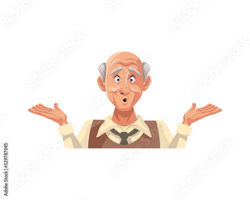 old grandfather character isolated icon