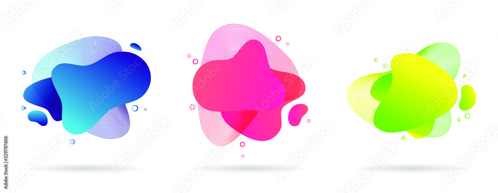 Set of abstract liquid shapes modern graphic elements Set of abstract liquid shapes modern graphic elements