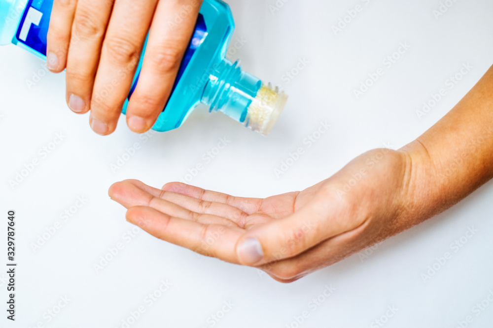 Use alcohol for disinfection to viruses. Put alcohol to clean hands.
