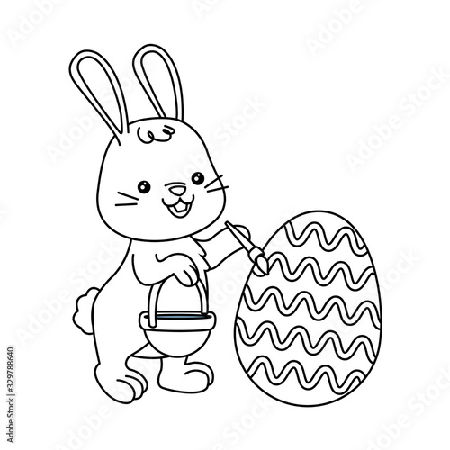 cute little rabbit painting egg easter character