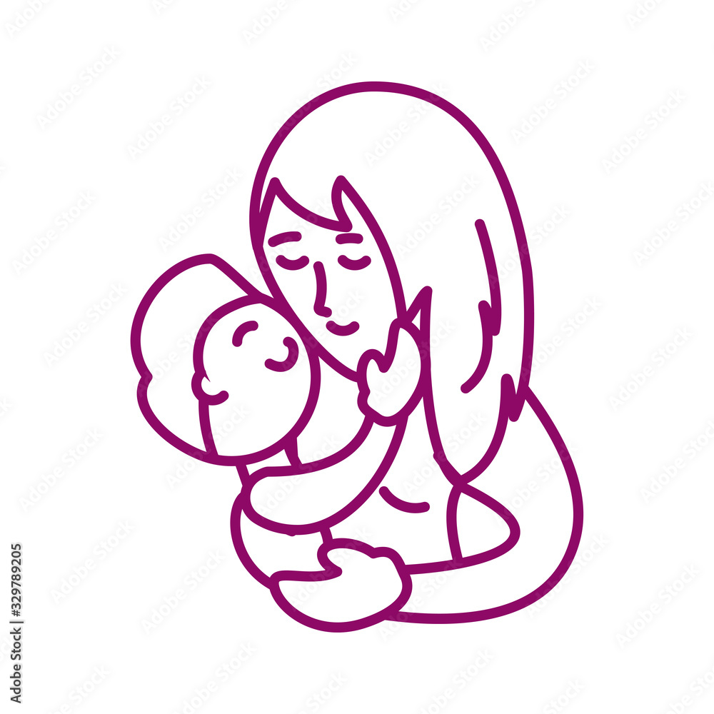 mother with son, line style icon mother with son, line style icon