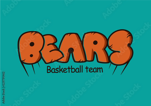 Bear funny, logotype. Sport logo and emblem. Basketball team lettering phrase