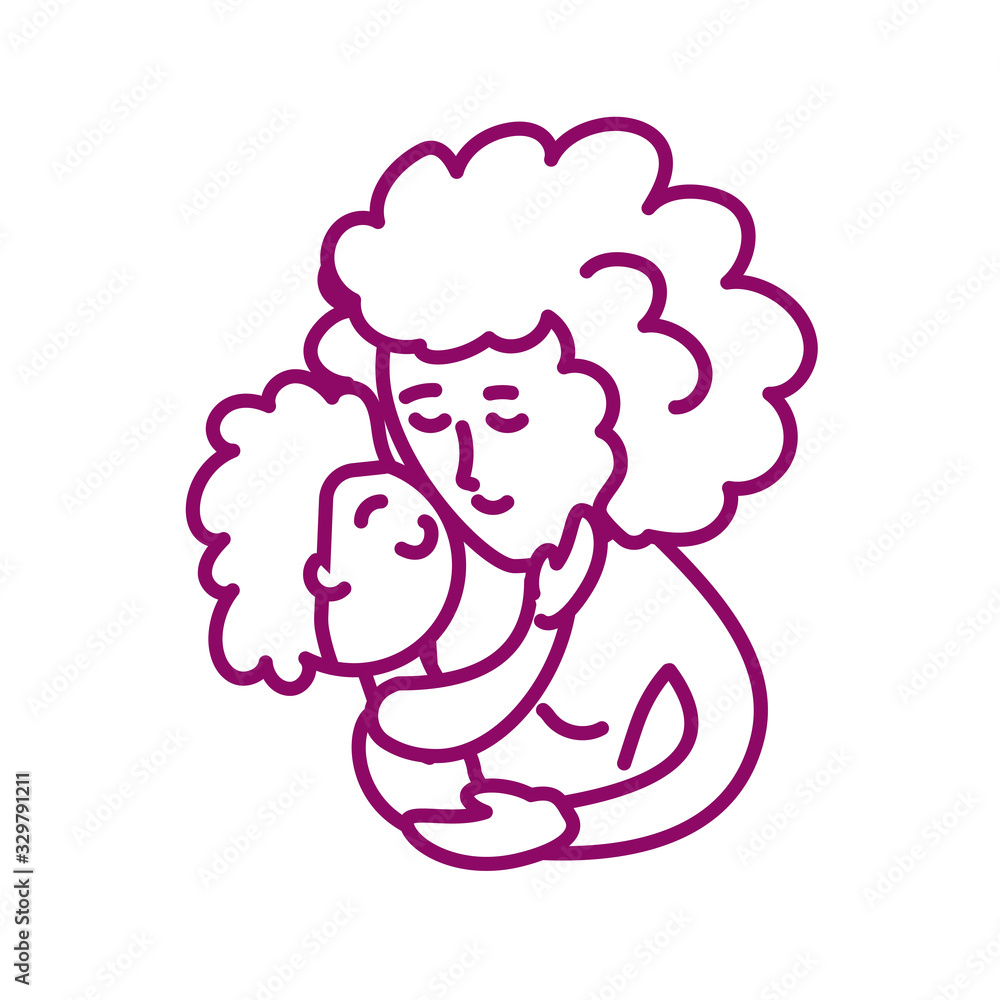mother with son, line style icon mother with son, line style icon